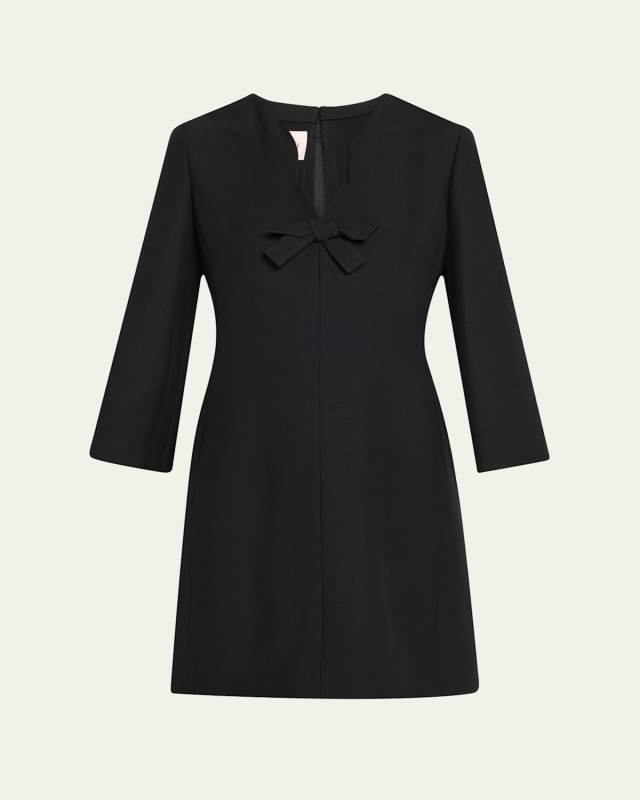 Scalloped-Neck Bow Mini Dress